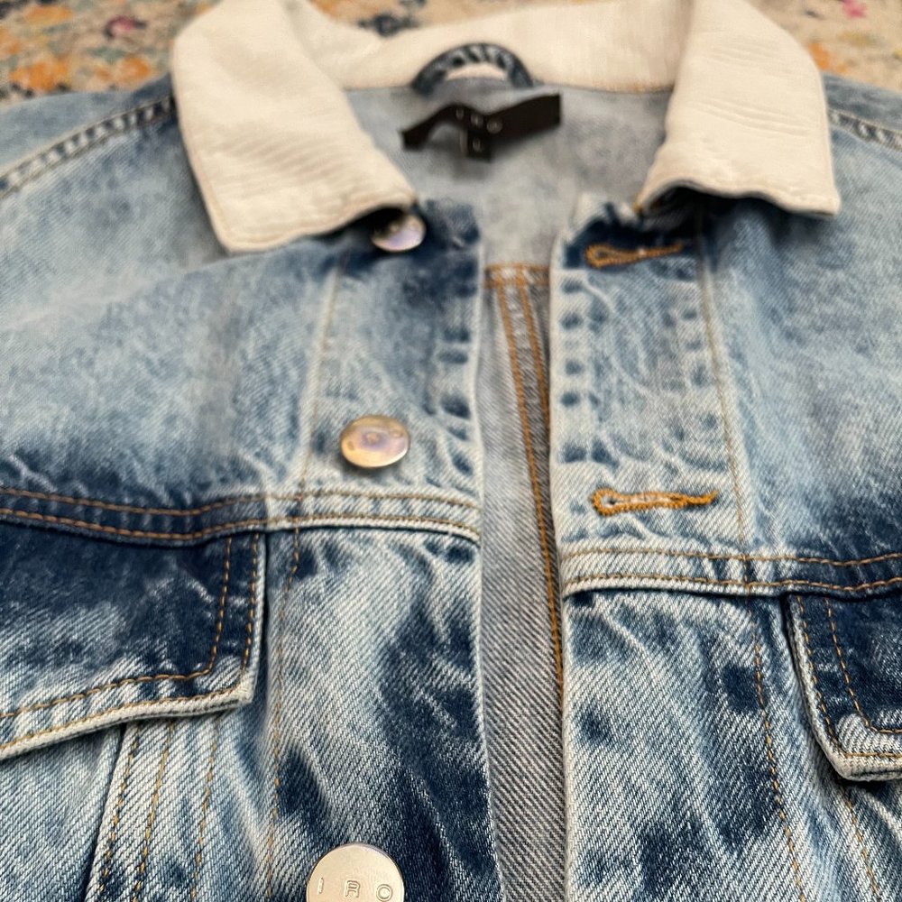 IRO Men's Acid Wash Denim Jacket w/ Corduroy Collar